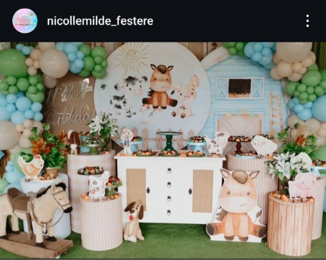 Decoração Montada Fazendinha Azul  - Nicolle milde