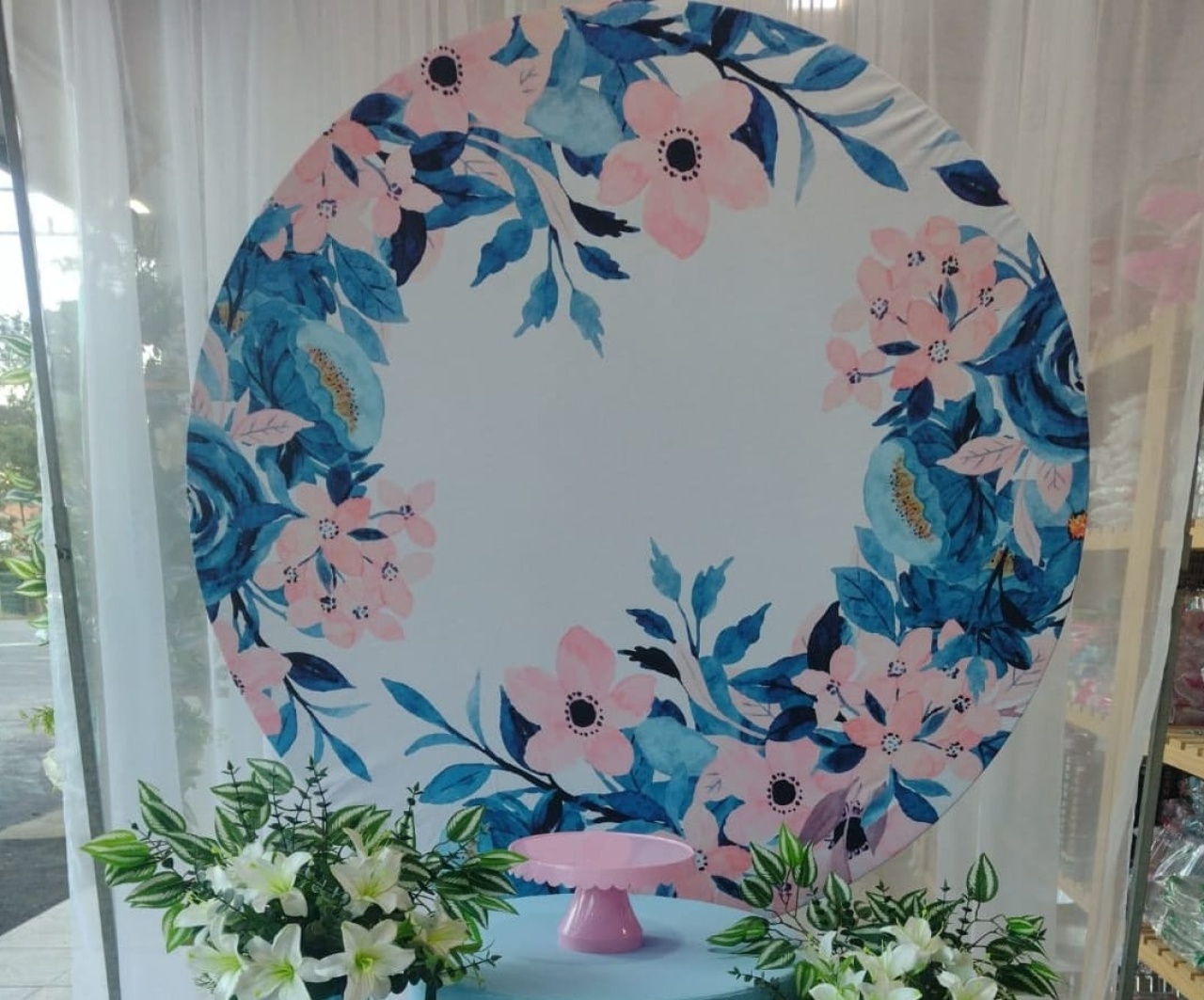 Painel Rosa E Azul Flores  - Nicolle milde