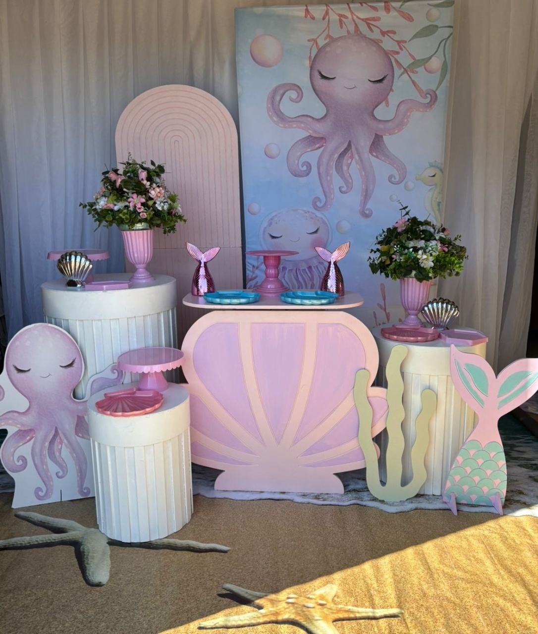 Kit Fundo Do Mar Rosa  - Nicolle milde