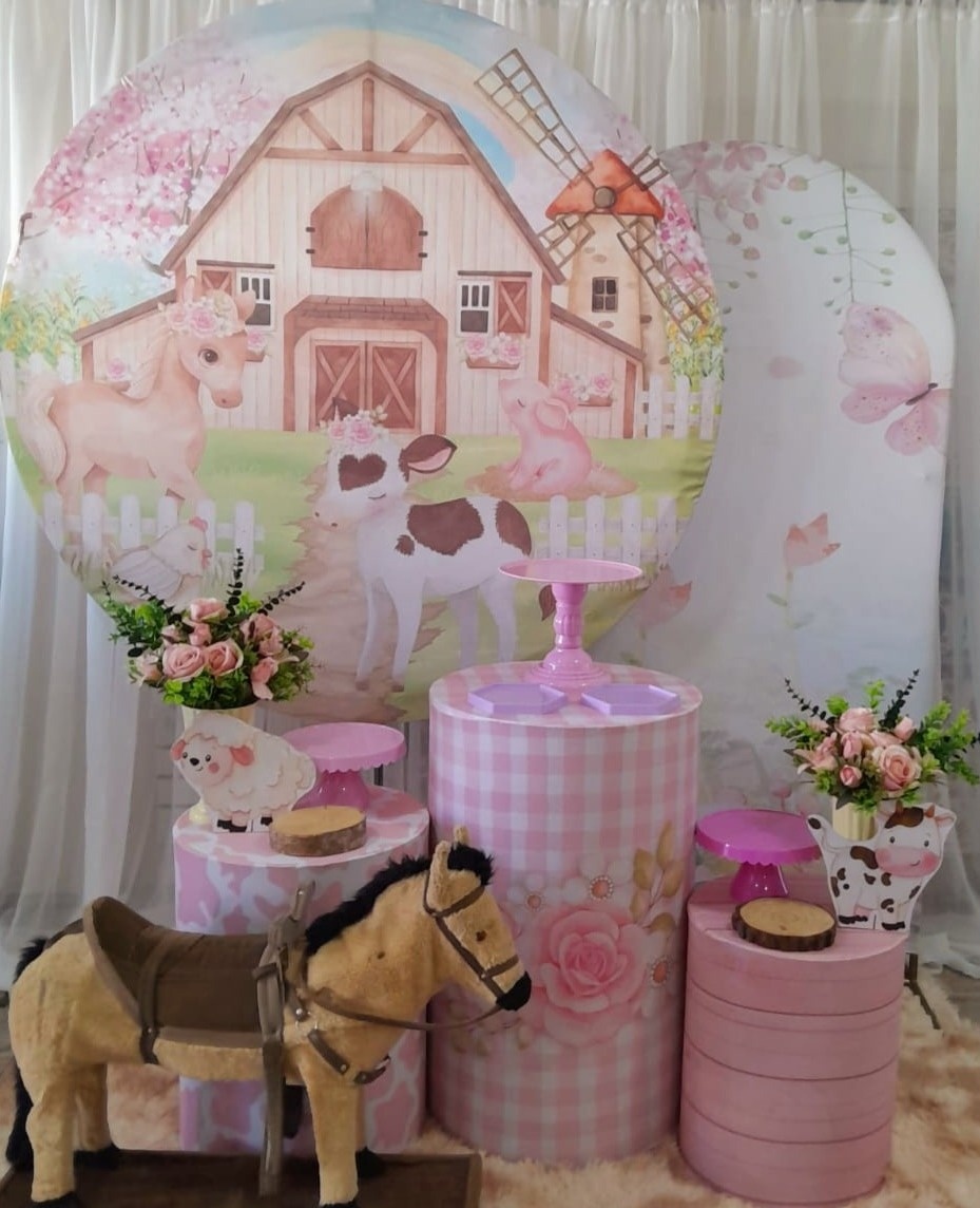 Kit Fazendinha Rosa Baby * Lateral Jardim - Nicolle milde