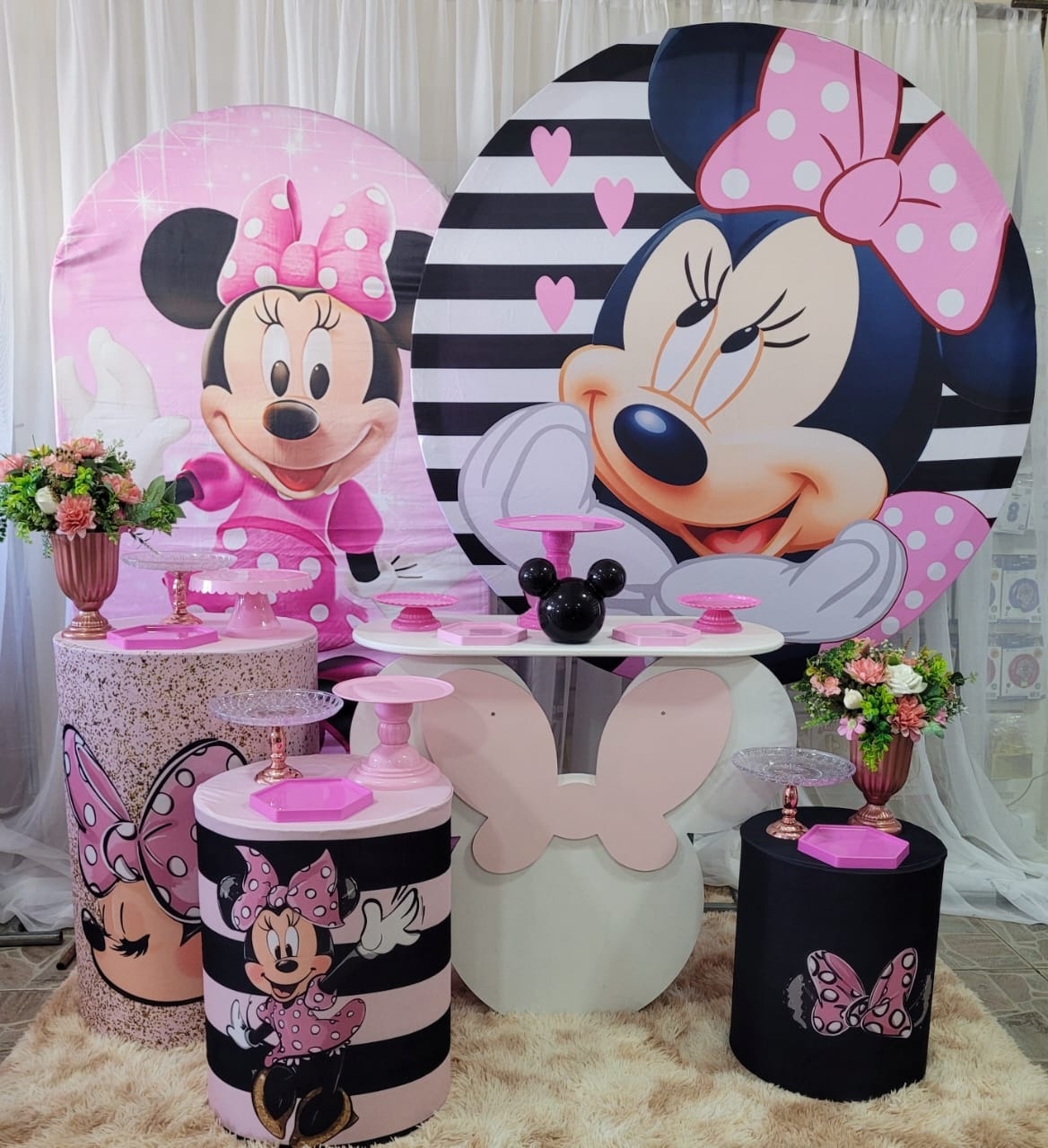 Kit Minnie Rosa Preto Completo - Nicolle milde