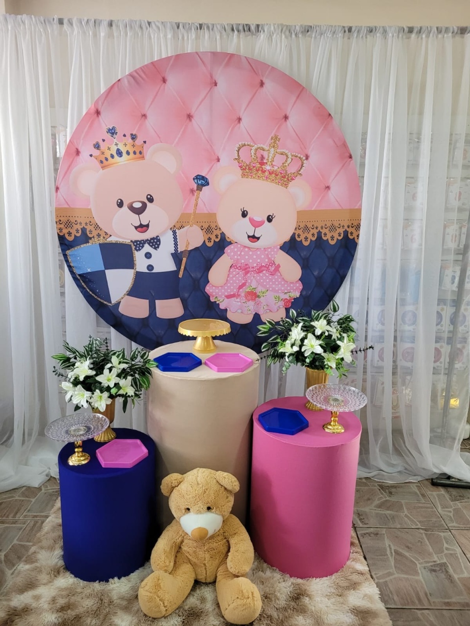 Kit Cha Revelçao , Ursos Realeza Rosa E Azul - Nicolle milde