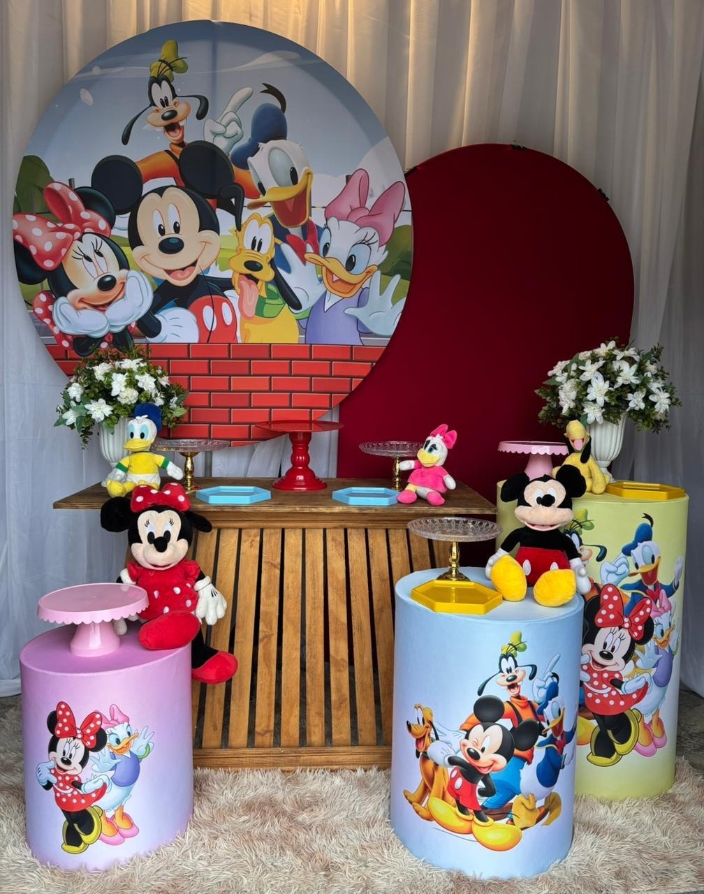 Turma Do Mickey +Lateral +Mini+ Mesa Rustica - Nicolle milde