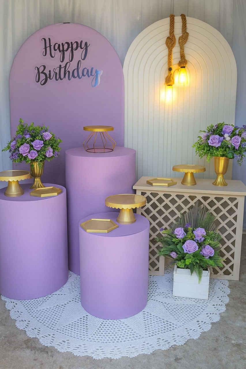 Adulto Rosa+Pendente Corda+Triliça Lilas  - Nicolle milde