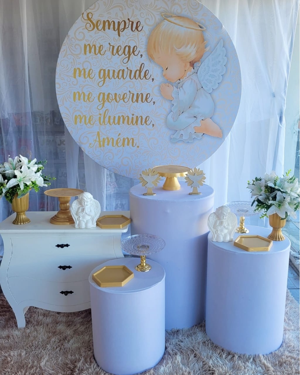 Kit  Batizado Oração de Santo Anjo Dourado + Mini - Nicolle milde