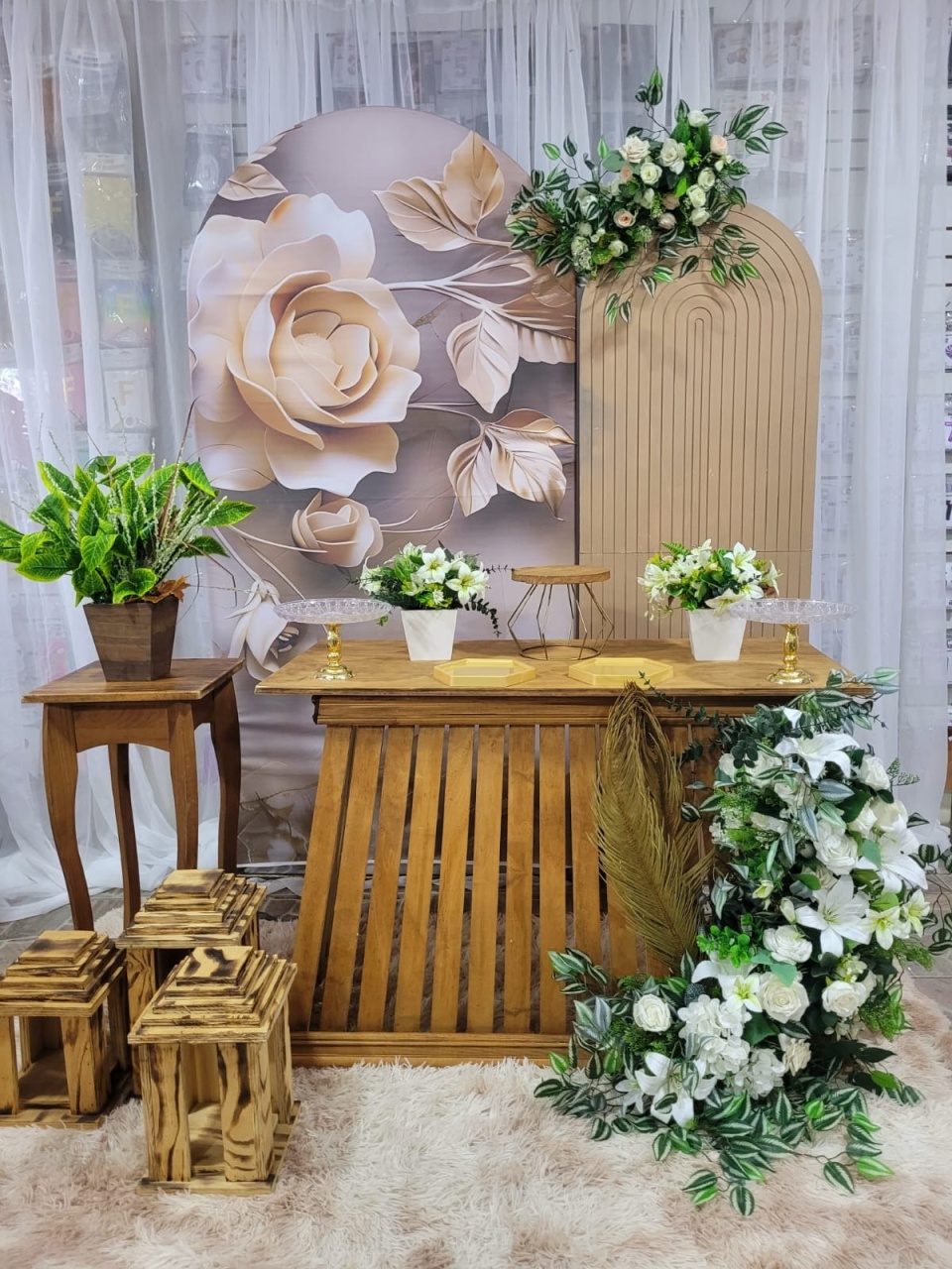 Kit Adulto Flores 3D Bege Claro  - Nicolle milde