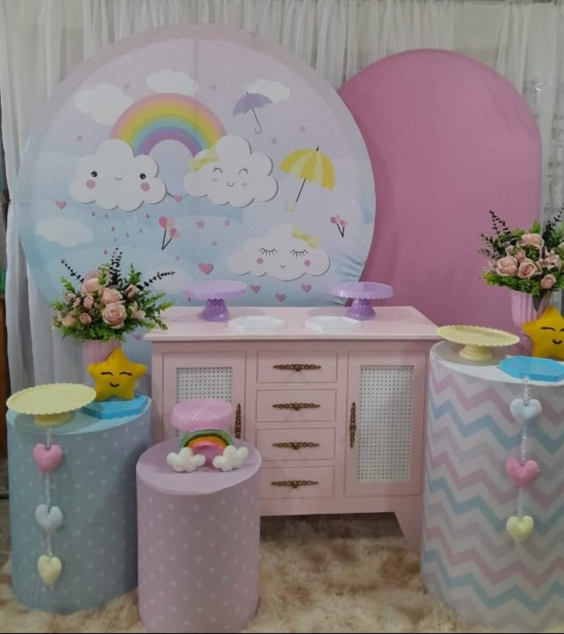 Kit Chuva de Amor 2 * Poa Rosa *Lateral  - Nicolle milde