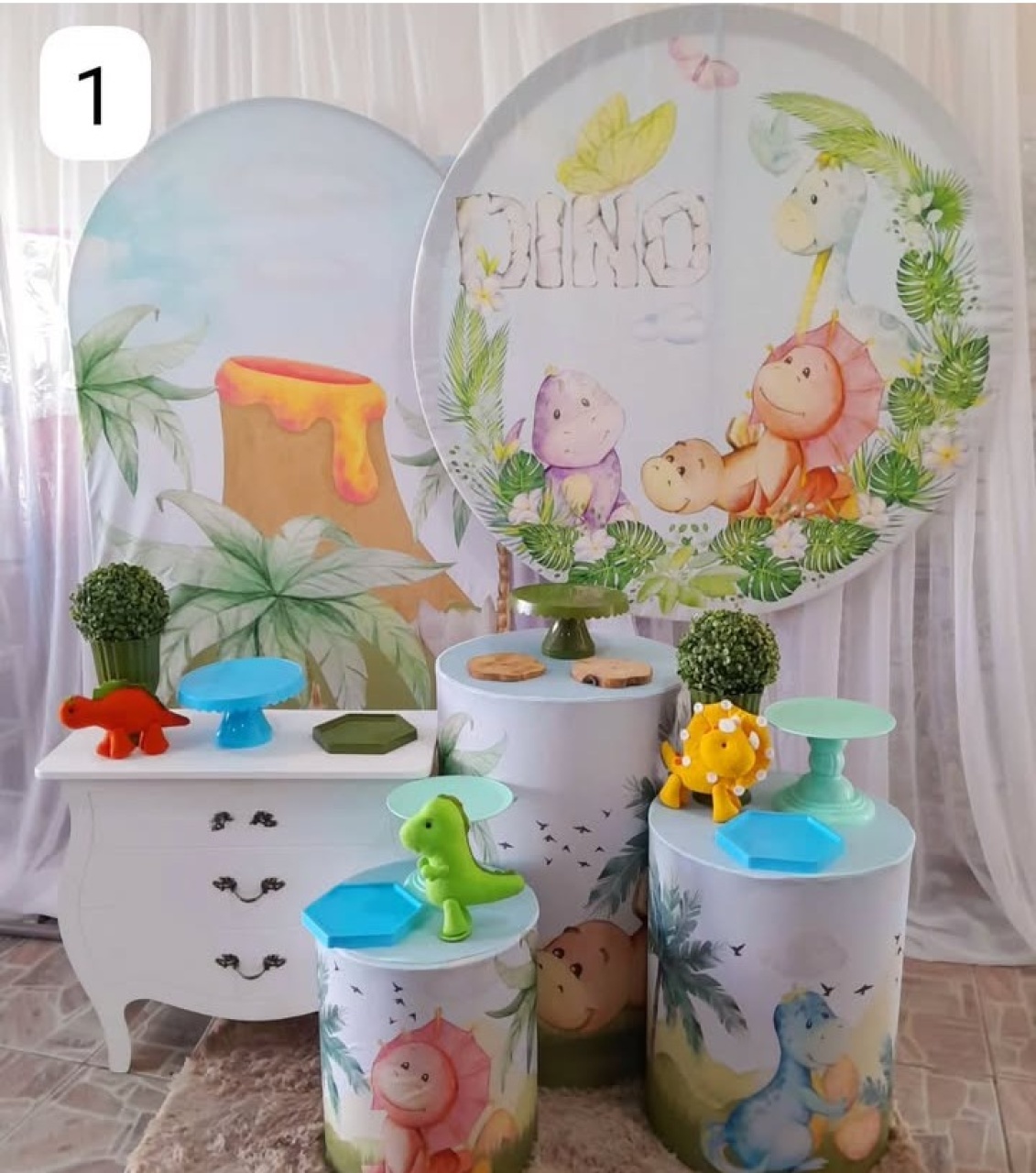 Kit Dino Baby 1, Lateral, Mesa Mini Branca - Nicolle milde