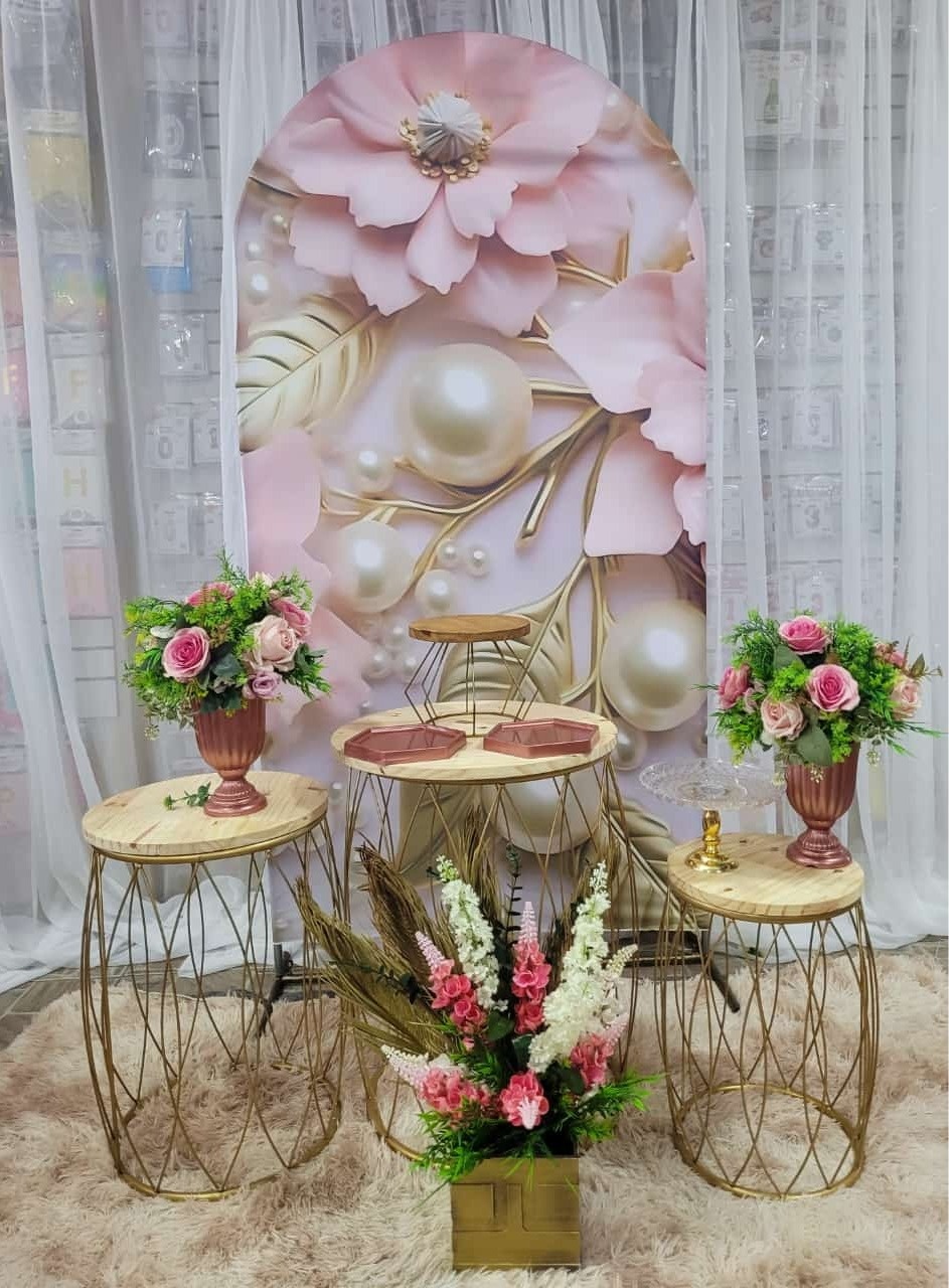 Kit Flores Pérola Com Flor Rosa Simples - Nicolle milde
