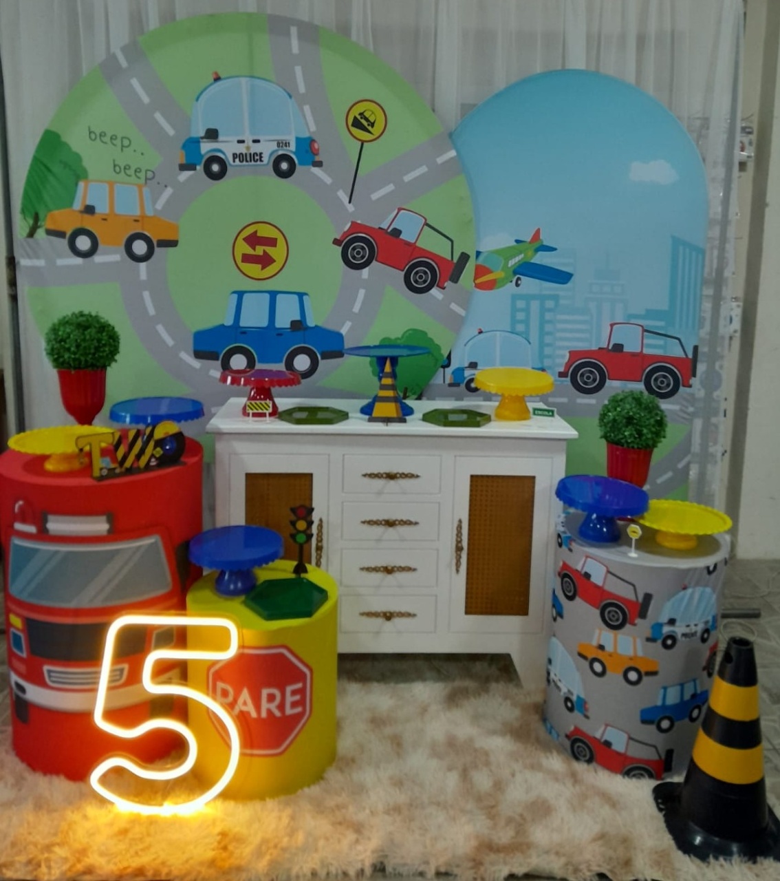 Kit Pista de Carrinhos +Lateral+Poa  - Nicolle milde