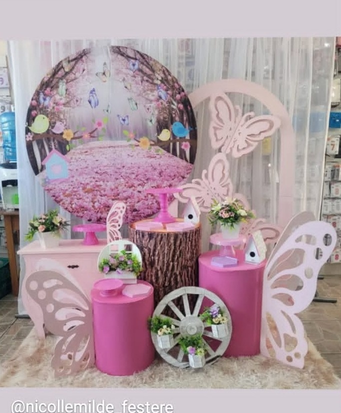 Kit Jardim Rosa Mini + Lateral 3D - Nicolle milde