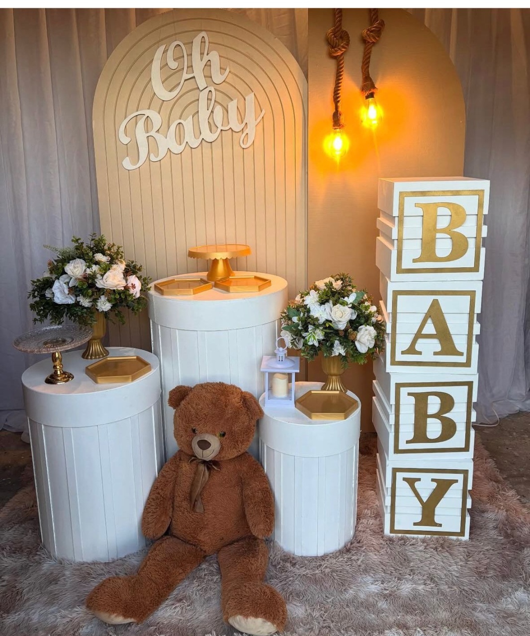 Kit Cha Bebe Mesa Ripara + Painel Mdf  - Nicolle milde