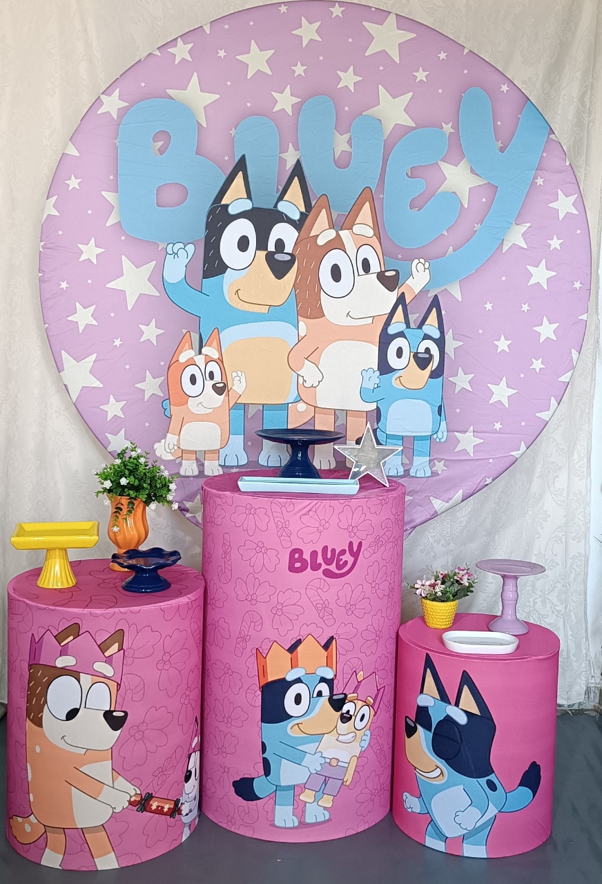 Kit Bluey Rosa E Lilás  - FERNANDO FESTAS E EVENTOS