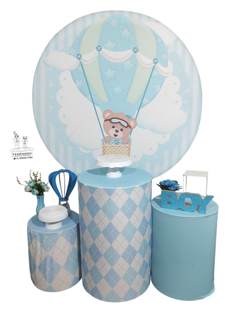 Kit Ursinho Azul Baloeiro 02 - FERNANDO FESTAS E EVENTOS