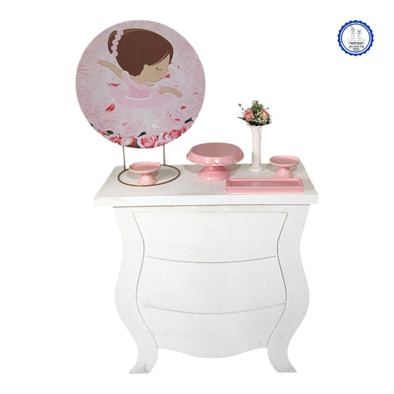 Mini Table Bailarina Rosa 50X50 - FERNANDO FESTAS E EVENTOS