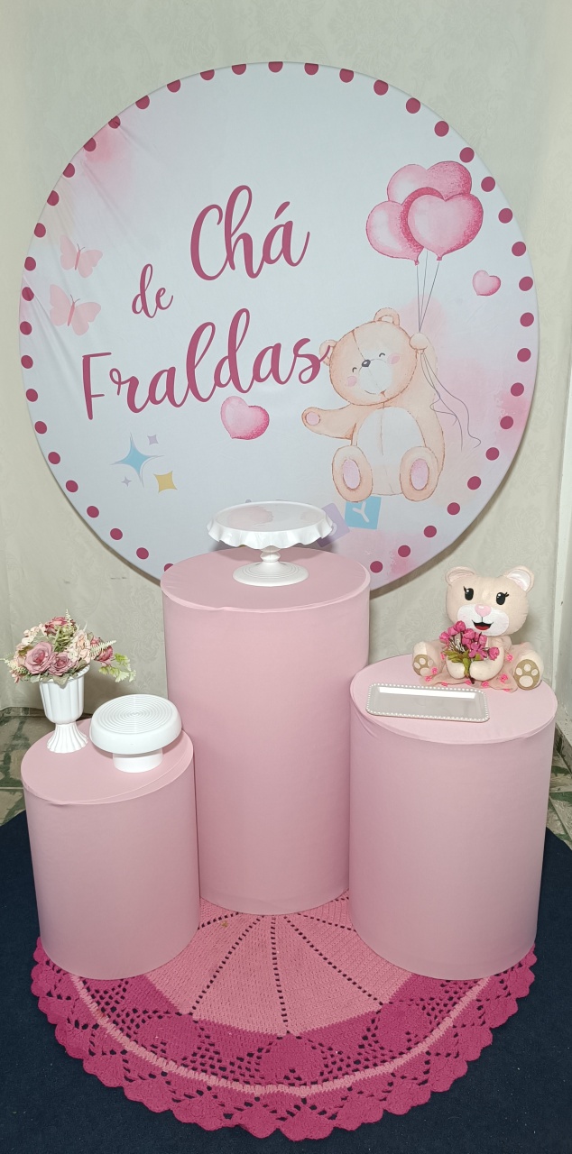 Chá de Fraldas Cilindros Rosa (02) - FERNANDO FESTAS E EVENTOS