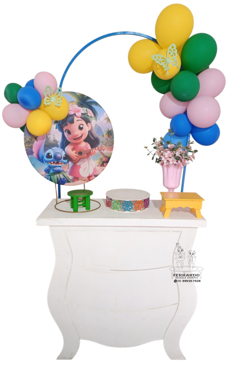 Kit Prata Stitch Na Praia 50X50 (01)  - FERNANDO FESTAS E EVENTOS