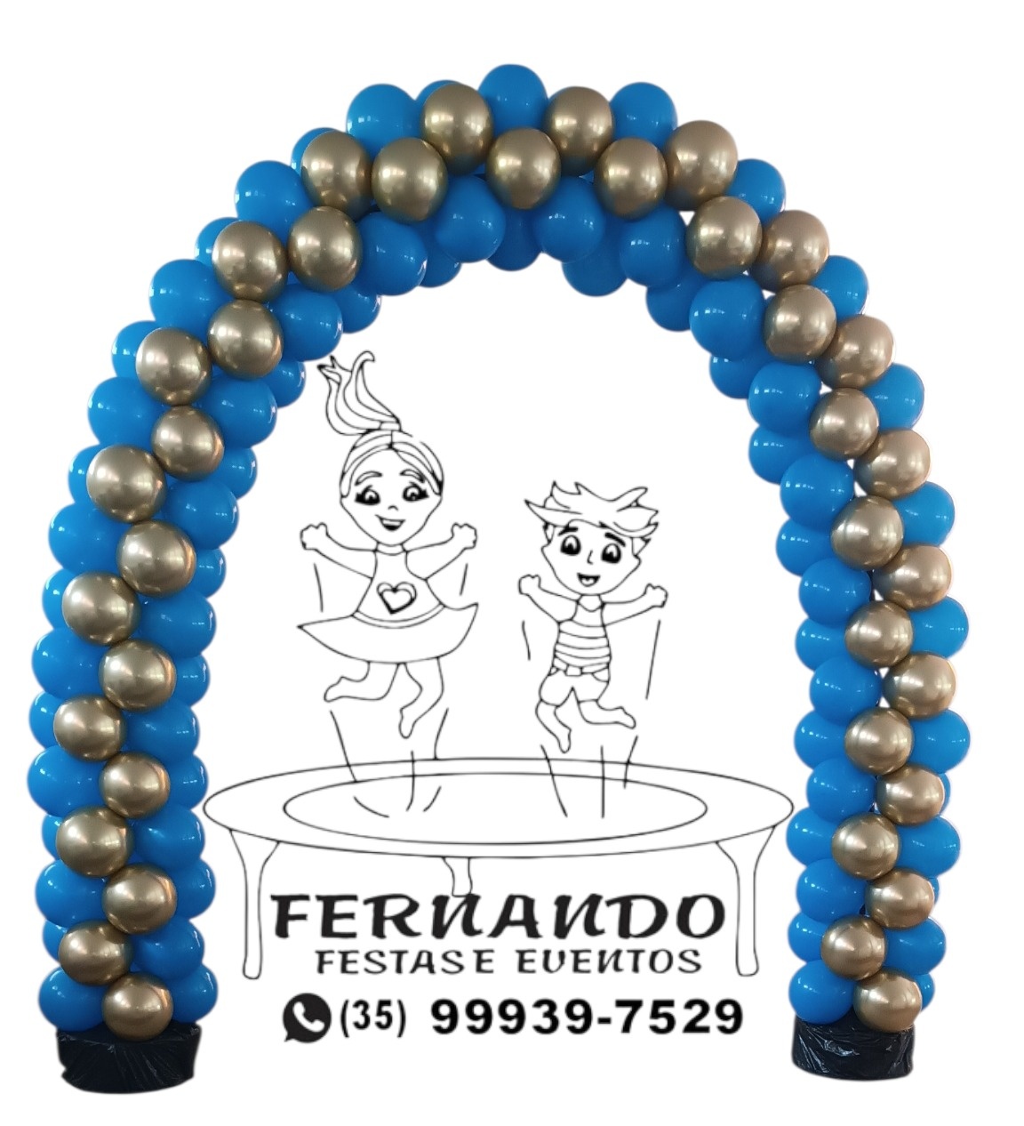 Arco de Balões Azul E Dourado Porta de Loja  - FERNANDO FESTAS E EVENTOS