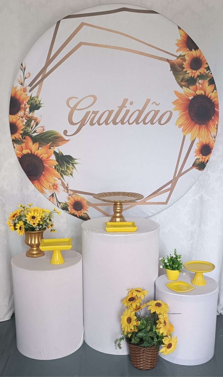 Kit Gratidão Girassol Boleira Louça  - FERNANDO FESTAS E EVENTOS
