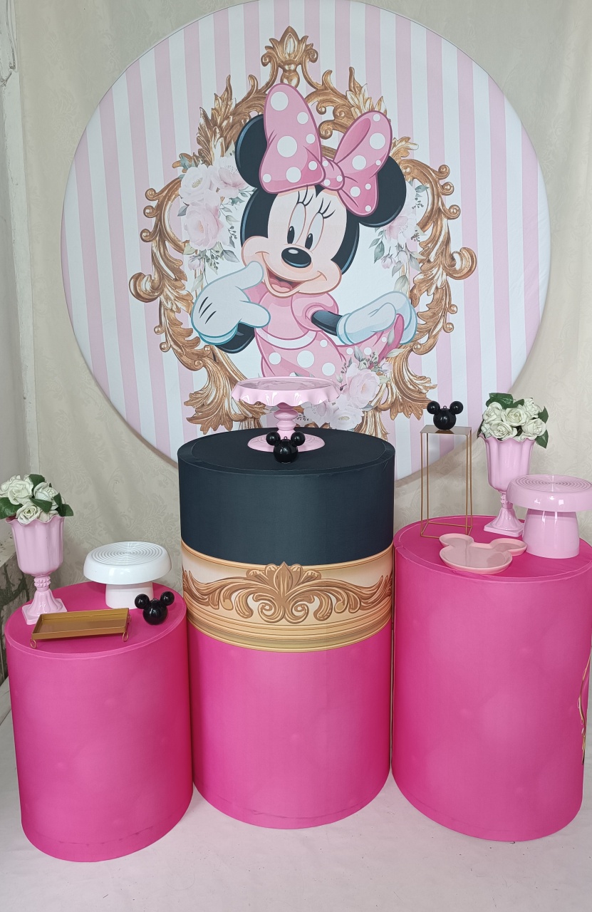 Kit Minnie Rosa Com Dourado 03  - FERNANDO FESTAS E EVENTOS