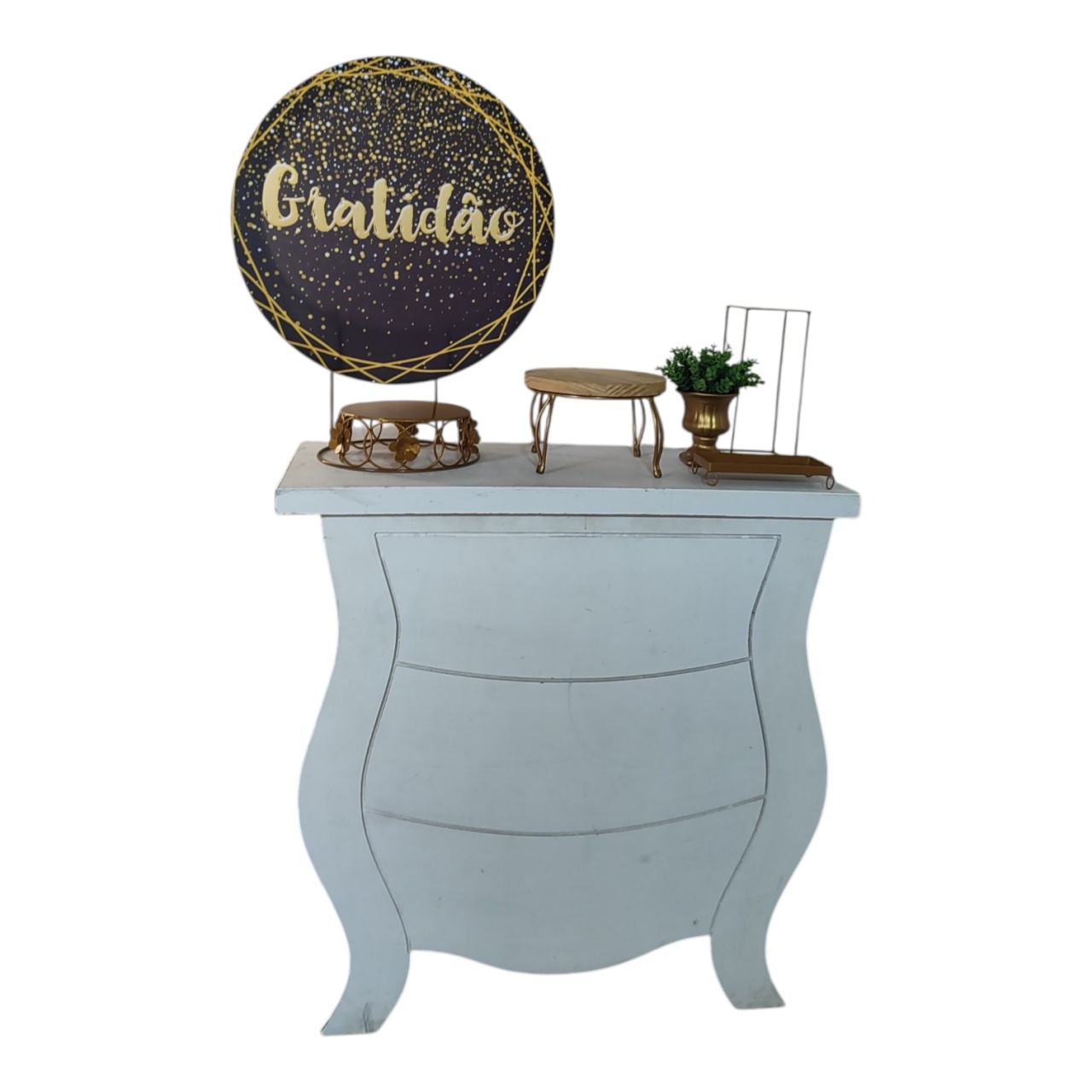Mini Table Gratidão Dourado (50 X 50) - FERNANDO FESTAS E EVENTOS