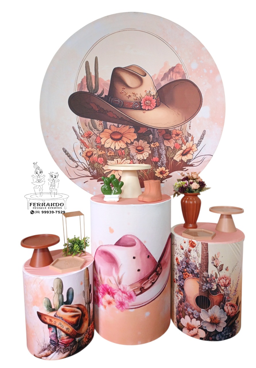 Kit Chapéu Cowgril Flor Boiadeiro 02 - FERNANDO FESTAS E EVENTOS