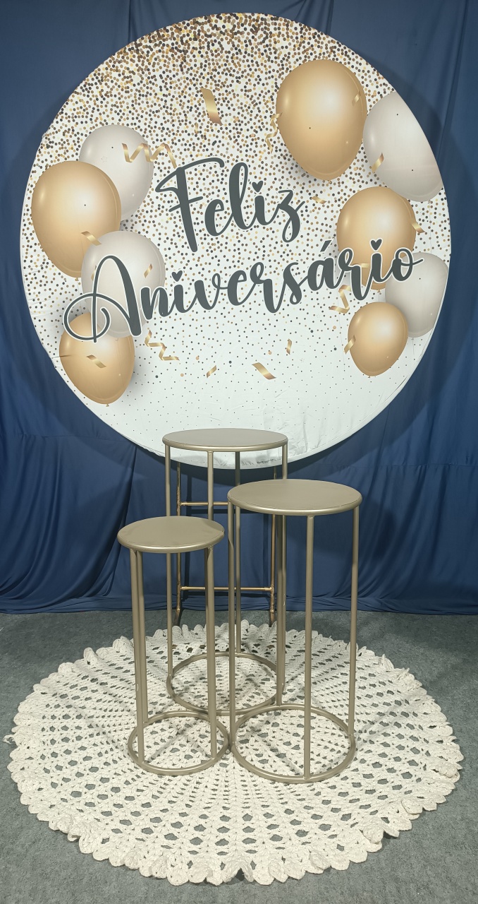 Feliz Aniversário Dourado E Prata Fundo Branco (05) - FERNANDO FESTAS E EVENTOS