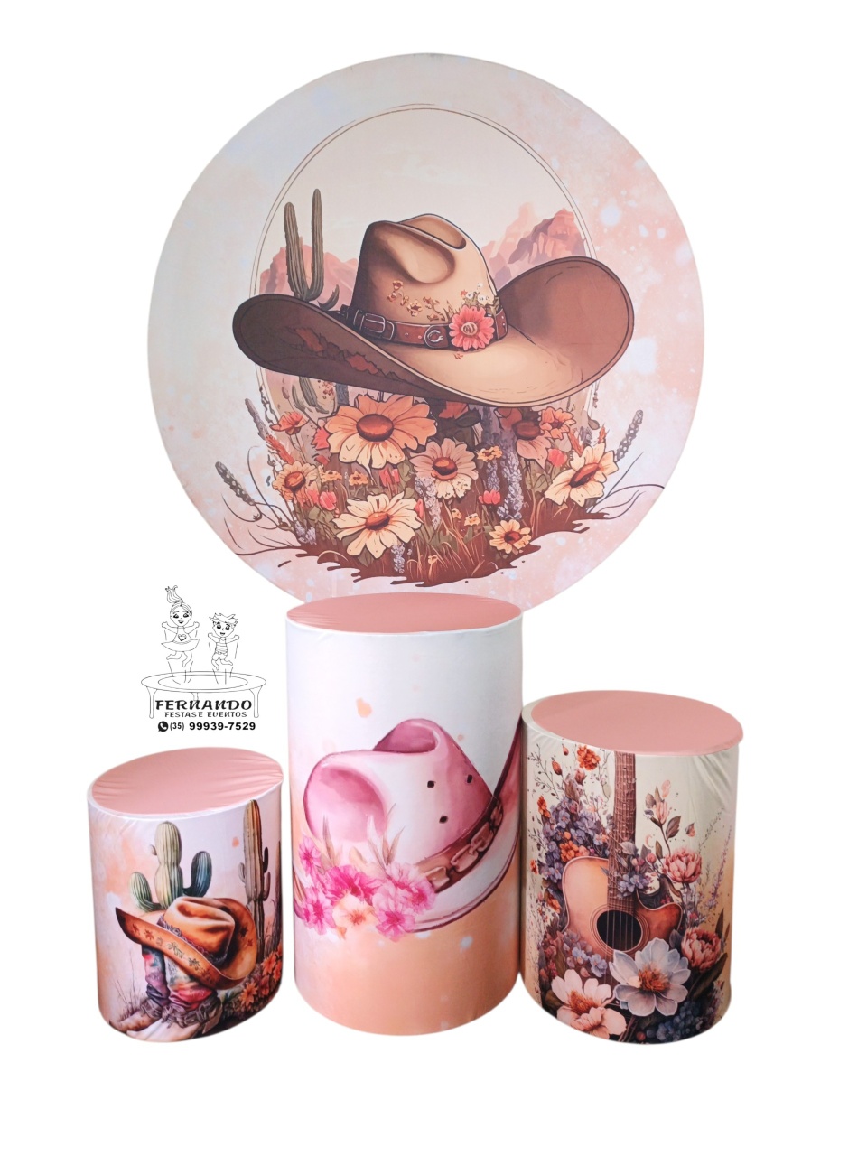 Kit Chapéu Cowgril Flor Boiadeiro 01 - FERNANDO FESTAS E EVENTOS