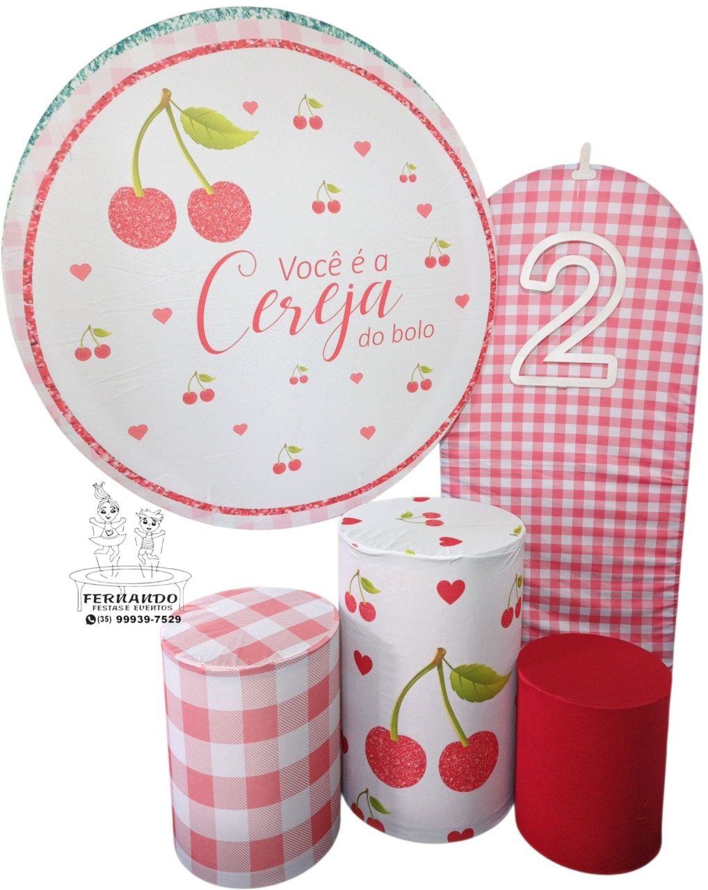 Kit Cereja Do Bolo Mariana 2 Anos - FERNANDO FESTAS E EVENTOS