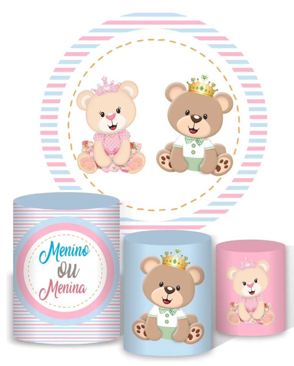 Kit Menino Ou Menina Ursa Rosa E Urso Verde (01) - FERNANDO FESTAS E EVENTOS