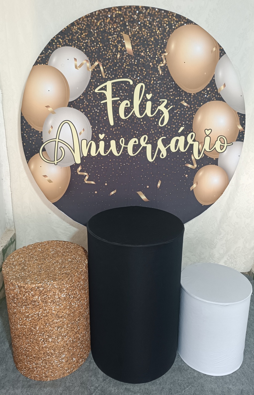 Kit Feliz Aniversário Fundo Preto (01) - FERNANDO FESTAS E EVENTOS