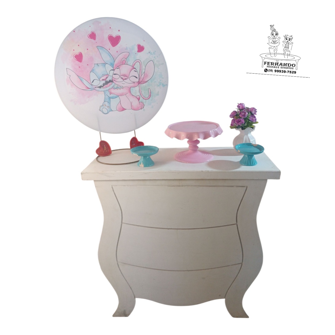 Mini Table Stitch Coração 50 X 50 - FERNANDO FESTAS E EVENTOS