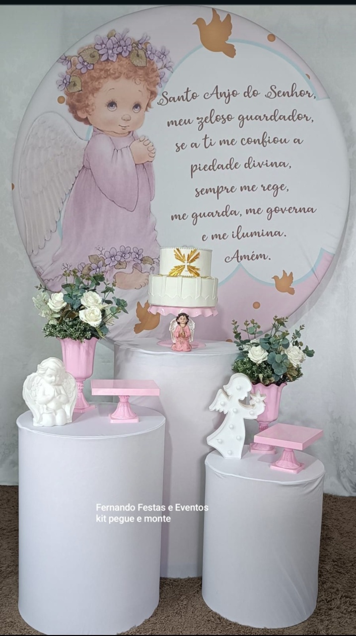 Kit Santo Anjo Do Senhor Menina Rosa (01) - FERNANDO FESTAS E EVENTOS