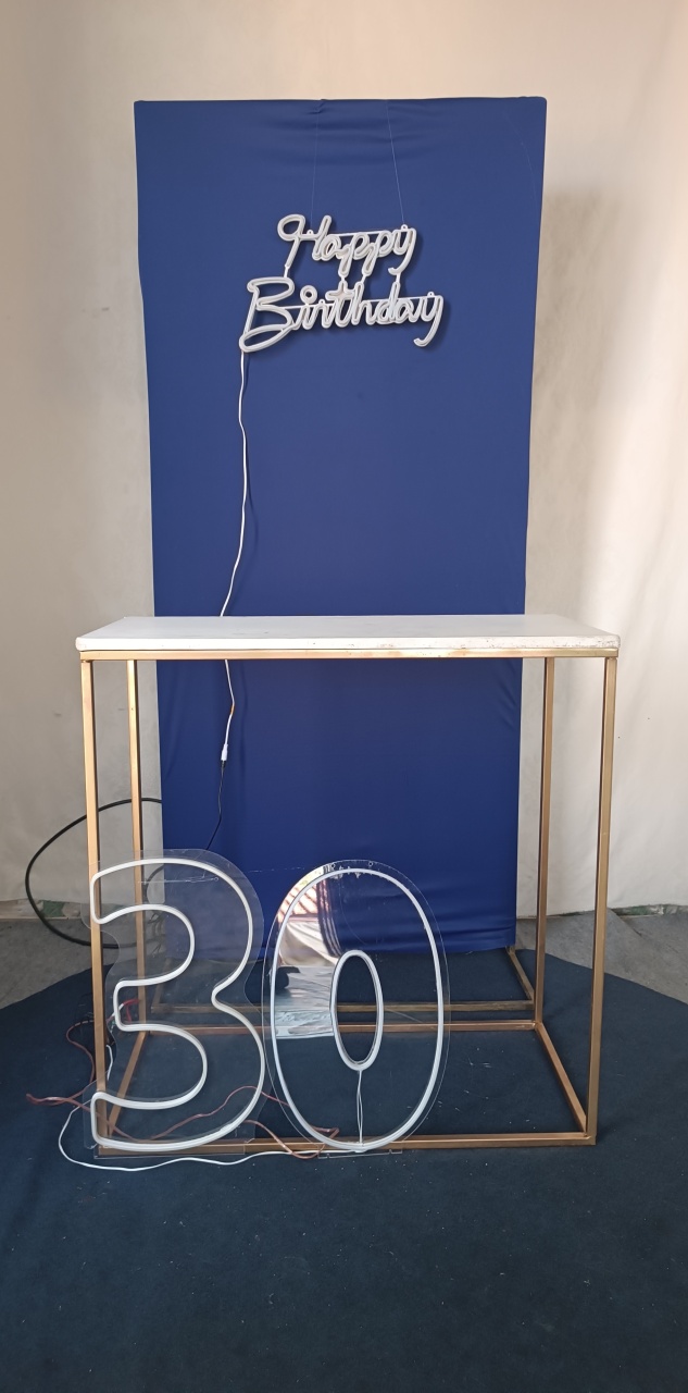 Kit Happy Birthday Azul E Mesa Retangular Ferro  - FERNANDO FESTAS E EVENTOS