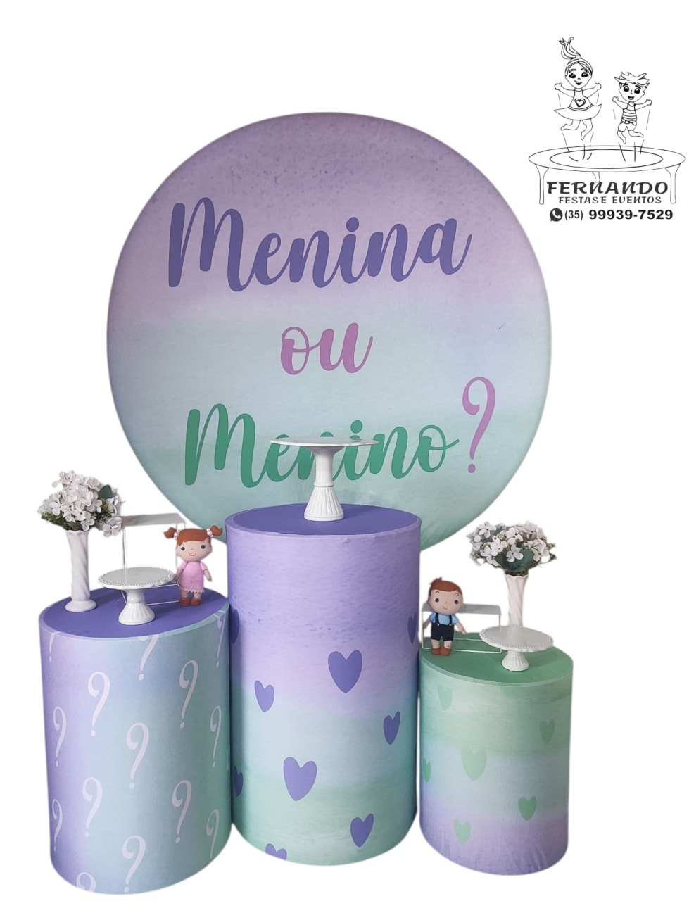 Kit Menina Ou Menino Verde E Lilás (02) Revelação  - FERNANDO FESTAS E EVENTOS