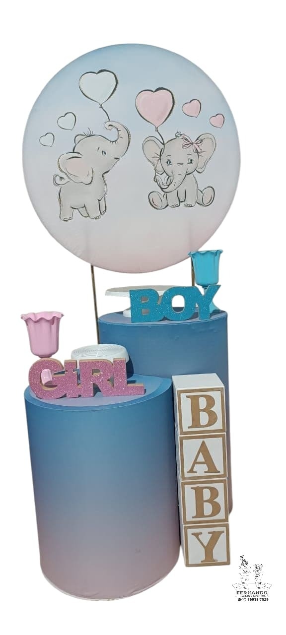 Kit Elefante Rosa E Azul Revelação  - FERNANDO FESTAS E EVENTOS