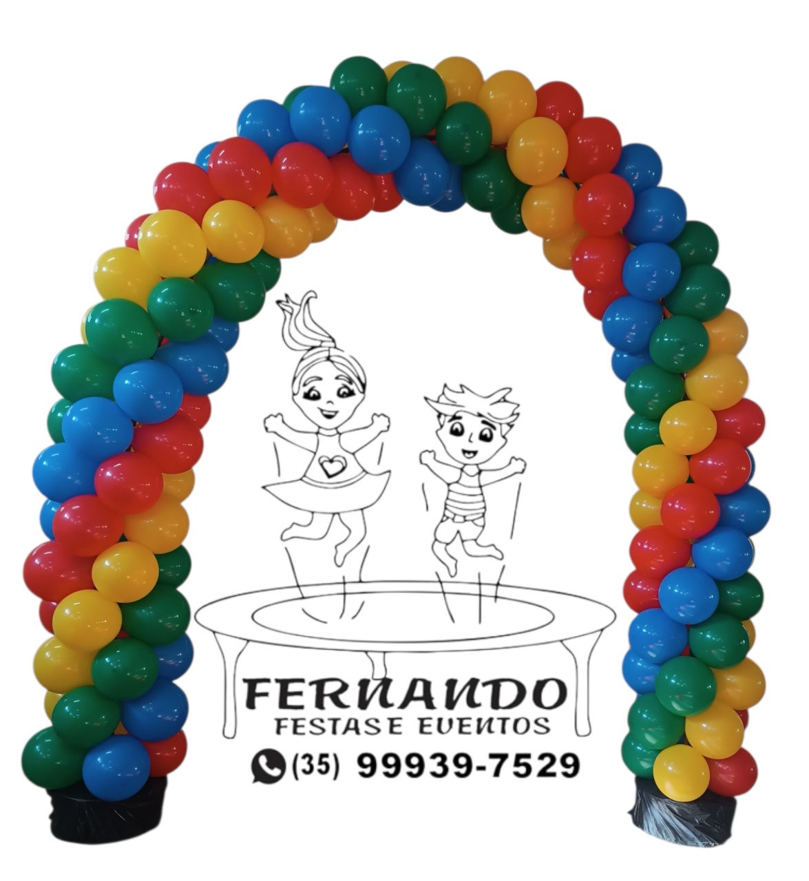 Arco de Balões Azul, Verde, Vermelho, Amarelo  - FERNANDO FESTAS E EVENTOS