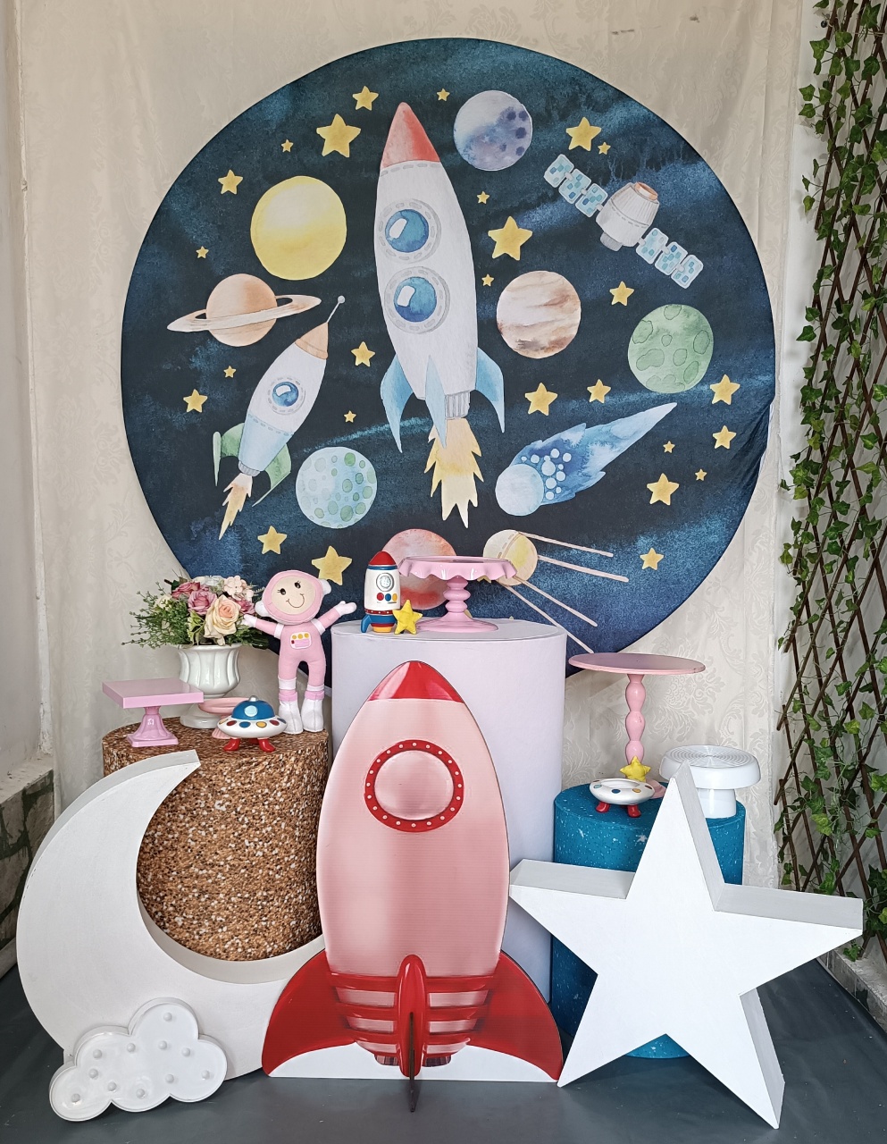 Kit Astronauta Rosa Prata  - FERNANDO FESTAS E EVENTOS
