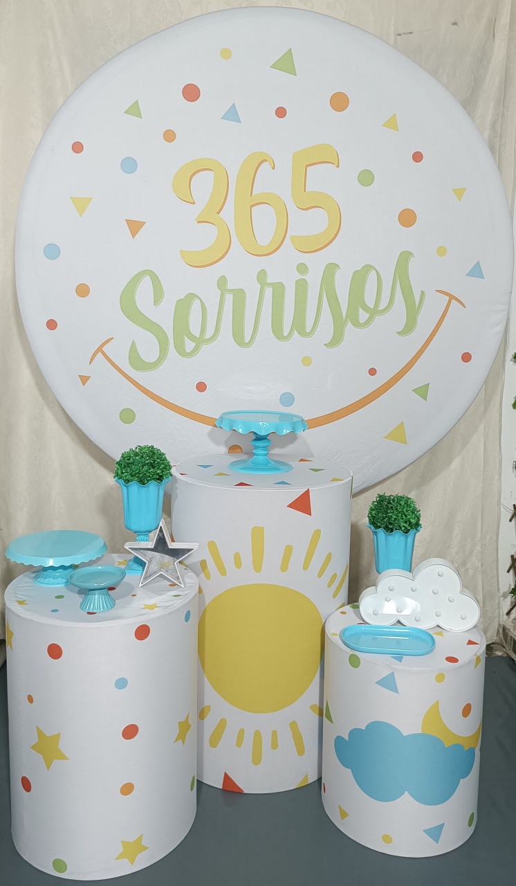 Kit 365 Sorrisos Azul Com Cilindros 01 - FERNANDO FESTAS E EVENTOS