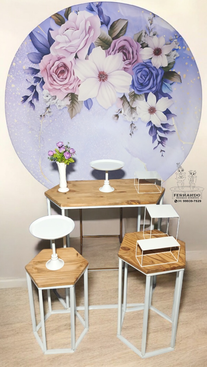 Painel Floral Mármore Lilás 01 - FERNANDO FESTAS E EVENTOS