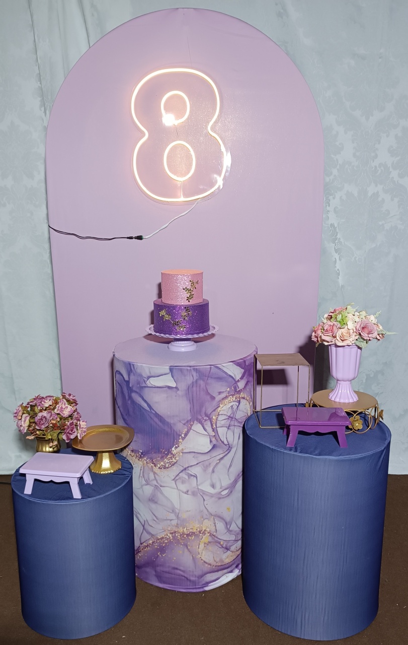 Decoração Lilás E Dourado (05) - FERNANDO FESTAS E EVENTOS