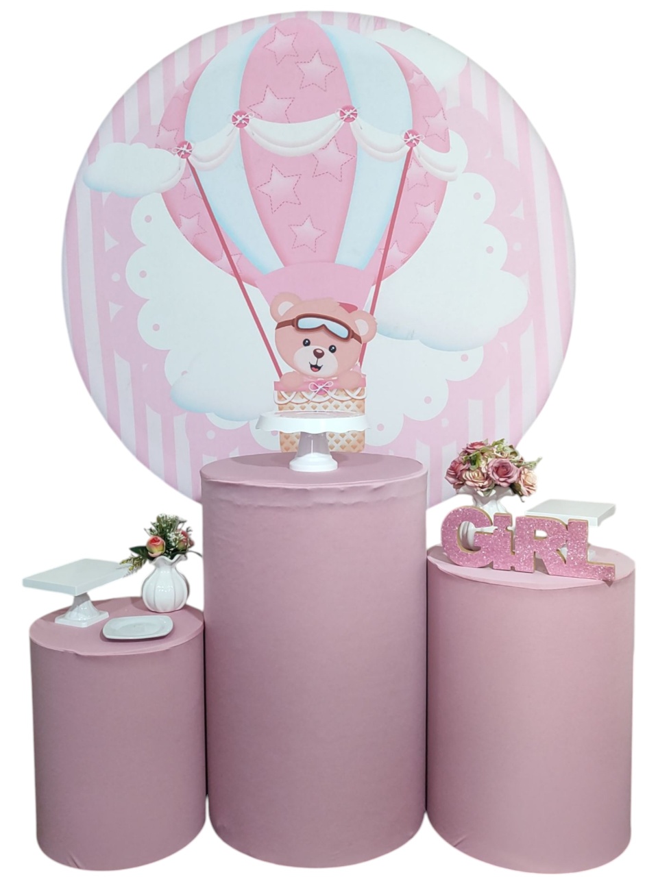 Kit Ursinho Rosa Baloeiro 02 - FERNANDO FESTAS E EVENTOS