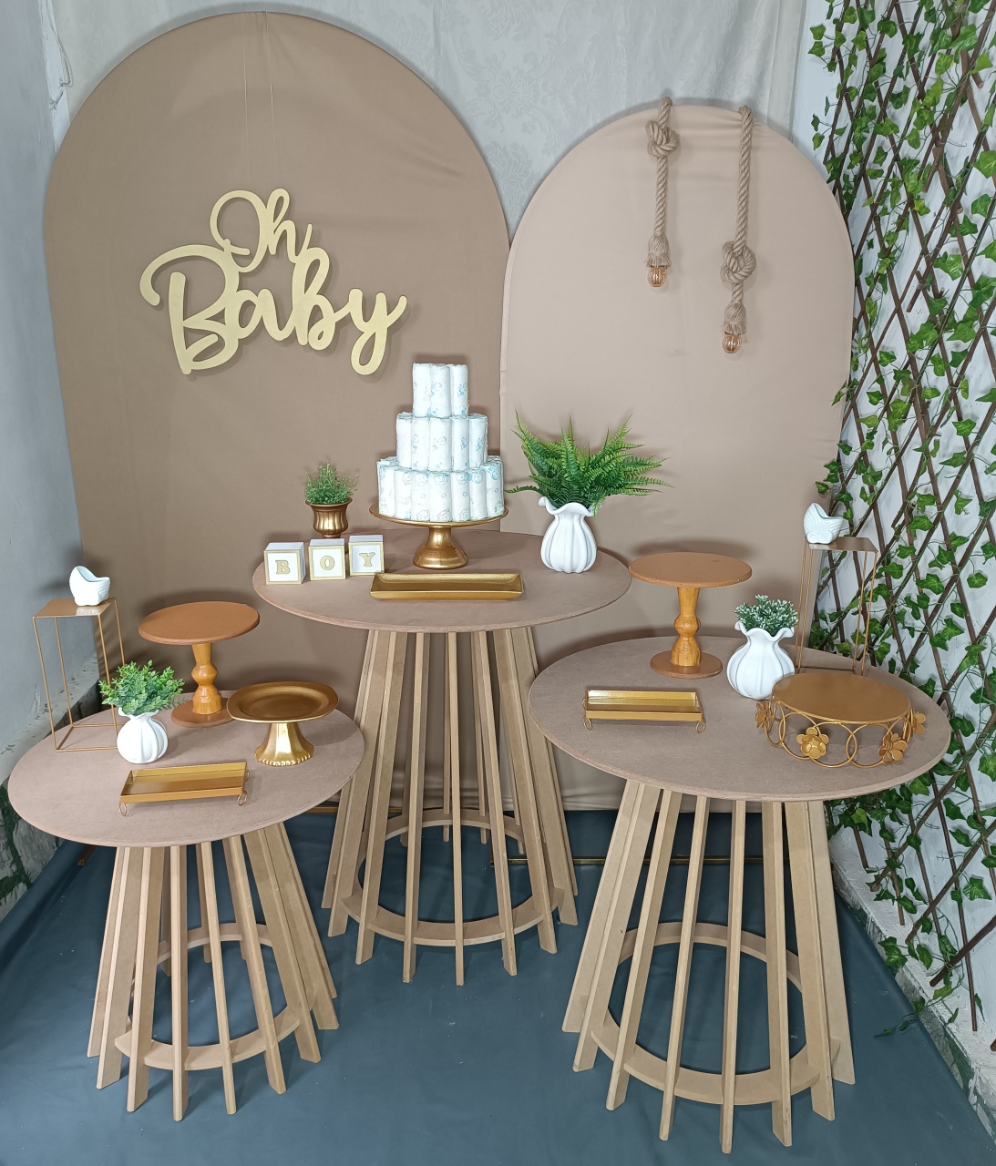Kit Oh Baby Marrom Com Mesa Cone Ripada Boy - FERNANDO FESTAS E EVENTOS