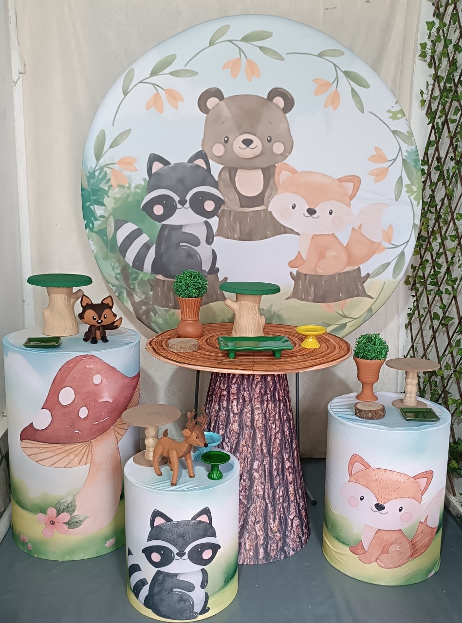 Kit Bichos da Floresta Com Mesa Cone (02) - FERNANDO FESTAS E EVENTOS