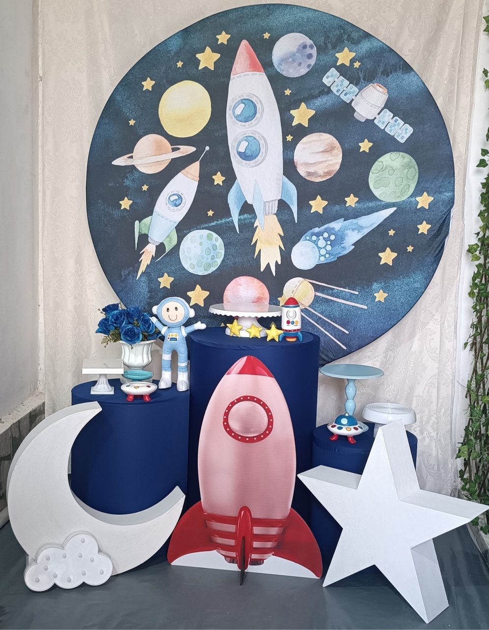 Kit Astronauta Azul  Prata - FERNANDO FESTAS E EVENTOS