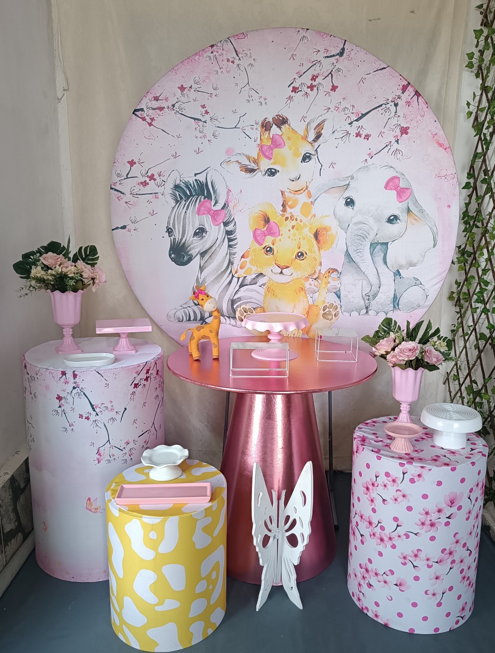 Kit Safari Rosa Candy Cilindros E Cone (03) - FERNANDO FESTAS E EVENTOS