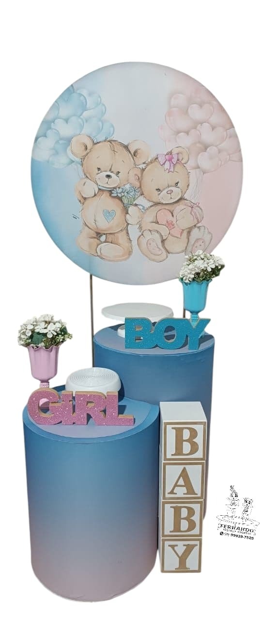Kit Urso Rosa E Azul Revelação  - FERNANDO FESTAS E EVENTOS
