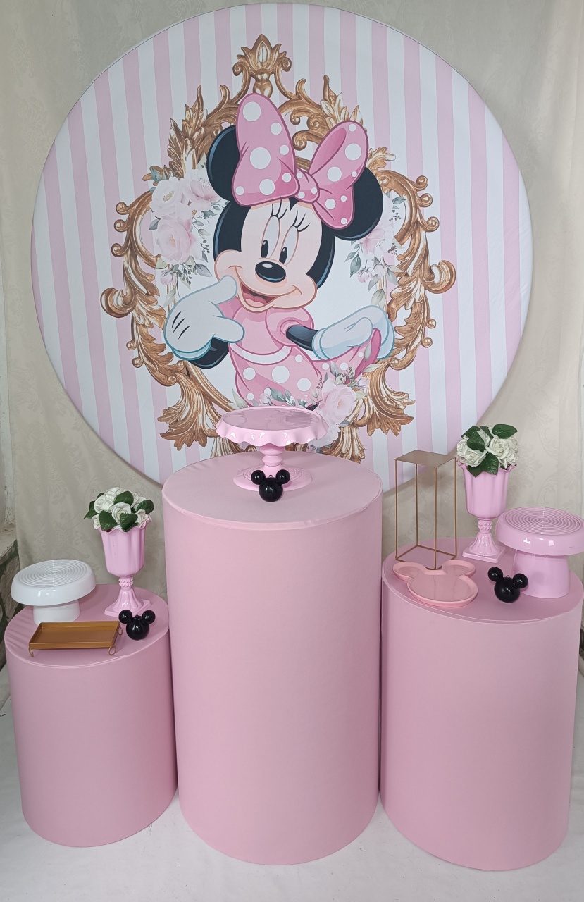 Kit da Minnie Rosa Com Cilindros Neutro Rosa - FERNANDO FESTAS E EVENTOS