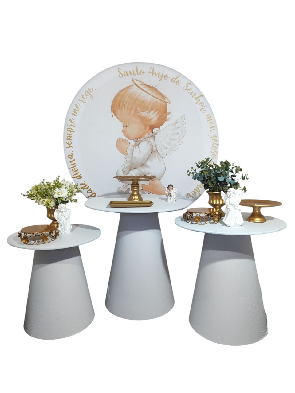 Kit Anjo Dourado Com Mesa Cone - FERNANDO FESTAS E EVENTOS
