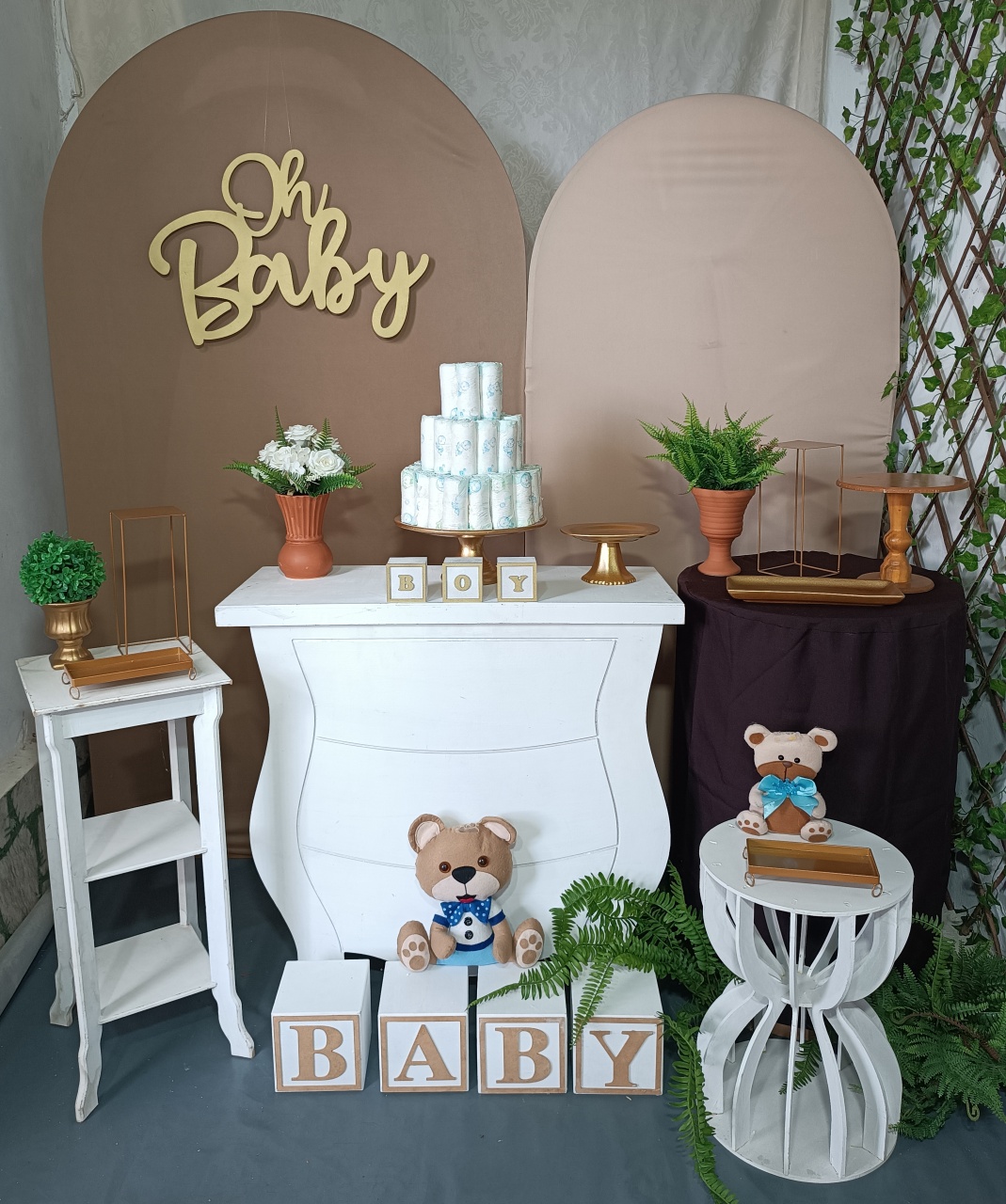 Kit Oh Baby Bege E Marrom Menino  - FERNANDO FESTAS E EVENTOS